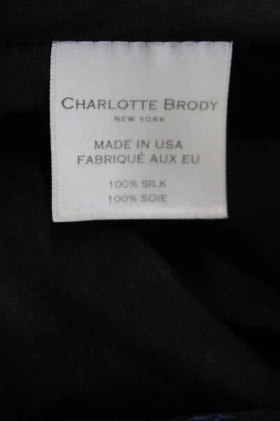 Charlotte Brody Women Mini Floral Silk Skirt Black Zip Size 2