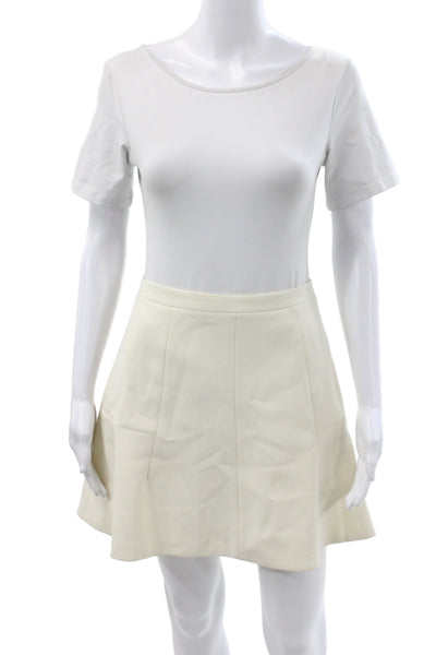 J Crew Women A-Line Ivory Short Skirt Zip Closure Polyester Size 4