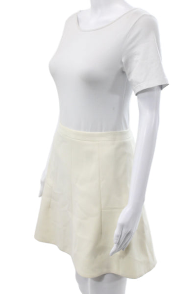 J Crew Women A-Line Ivory Short Skirt Zip Closure Polyester Size 4