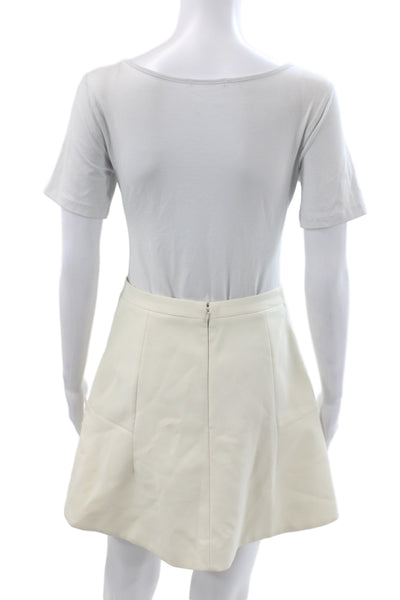 J Crew Women A-Line Ivory Short Skirt Zip Closure Polyester Size 4