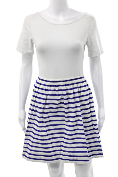 J Crew Womens A-Line Striped Cotton Nautical Short Skirt Pull On Size 4