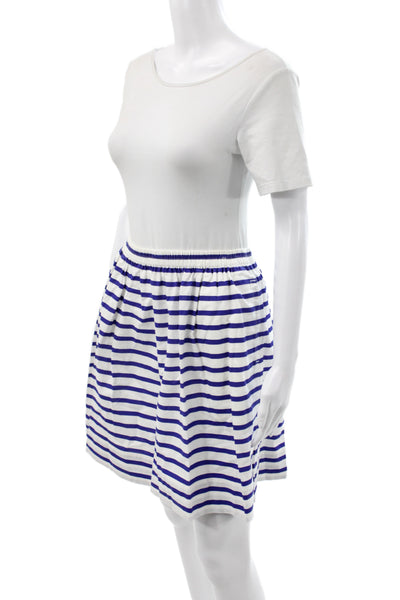 J Crew Womens A-Line Striped Cotton Nautical Short Skirt Pull On Size 4