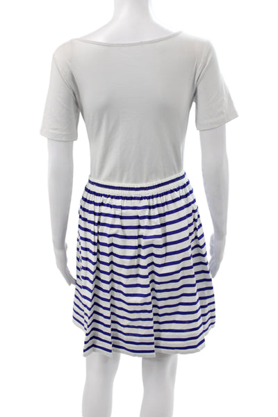 J Crew Womens A-Line Striped Cotton Nautical Short Skirt Pull On Size 4