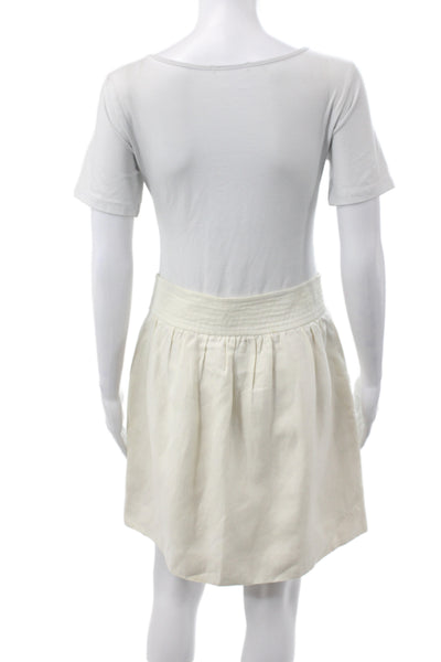 Calypso Women A-Line Linen Skirt Ivory Long Size S