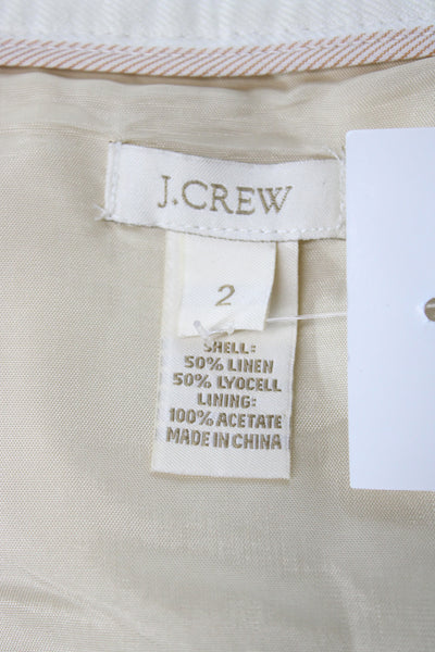 J Crew Women Mini Ivory Linen Blend Button Short Skirt Size 2