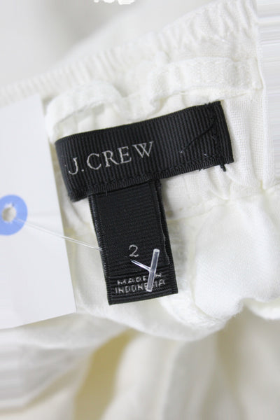 J Crew Womens Cargo Pants White Linen Blend Drawstring Inseam 26 Size 2