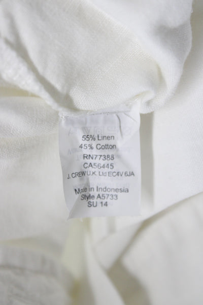 J Crew Womens Cargo Pants White Linen Blend Drawstring Inseam 26 Size 2