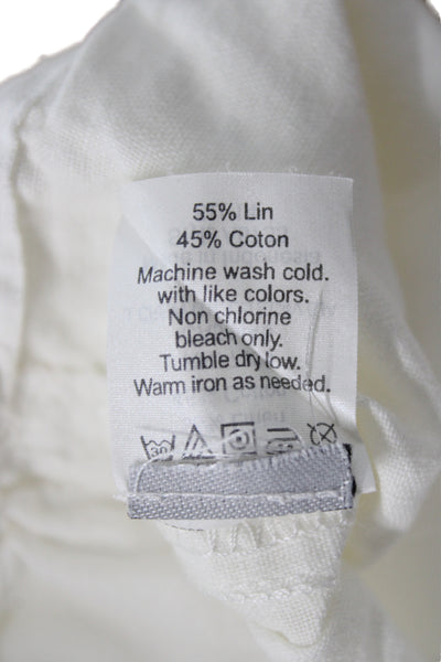 J Crew Womens Cargo Pants White Linen Blend Drawstring Inseam 26 Size 2