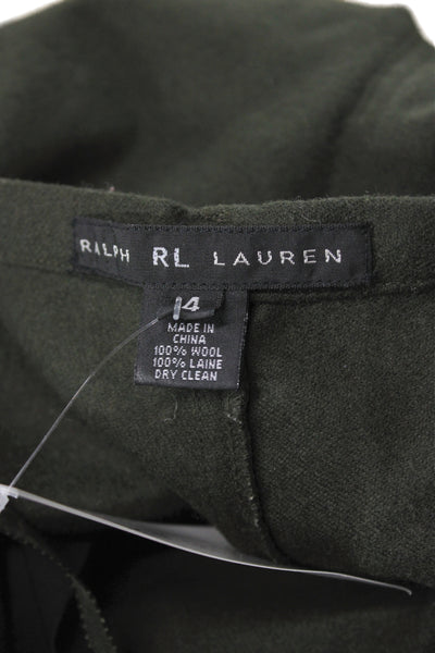 Ralph Lauren Black Label Women Green Wool Chino Pants Size 4