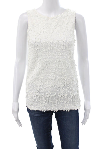 Prada Womens White Floral Lace Tank Sleeveless Size XS