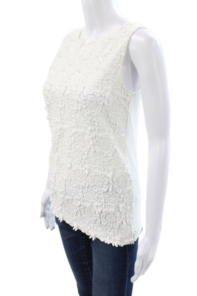 Prada Womens White Floral Lace Tank Sleeveless Size XS
