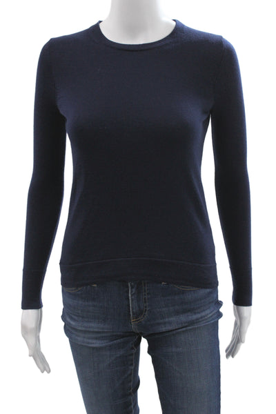 J Crew Women Pullover Sweater Merino Wool Blue Crewneck Long Sleeve Size 2XS