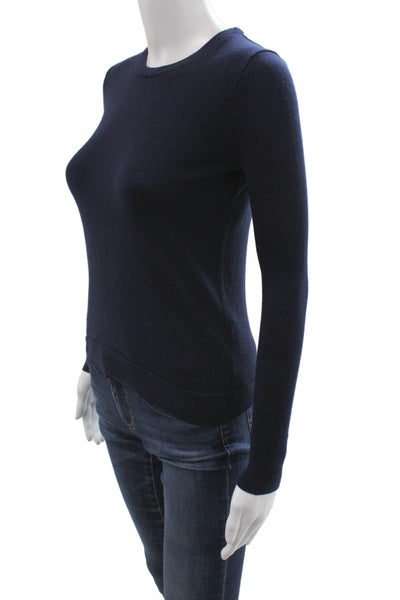 J Crew Women Pullover Sweater Merino Wool Blue Crewneck Long Sleeve Size 2XS