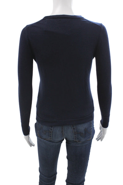 J Crew Women Pullover Sweater Merino Wool Blue Crewneck Long Sleeve Size 2XS