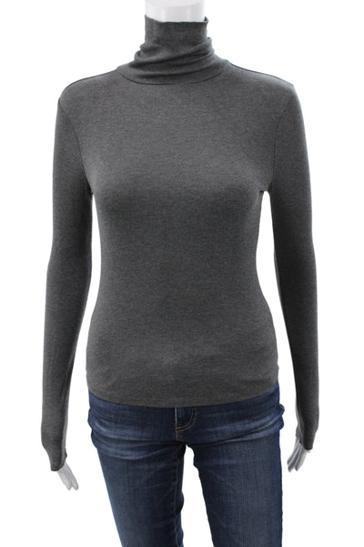 Sunday Best Women Gray Turtleneck Long Sleeve Basic T-Shirt Size XS