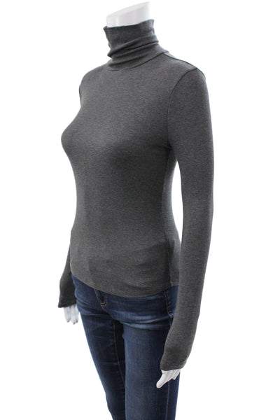 Sunday Best Women Gray Turtleneck Long Sleeve Basic T-Shirt Size XS