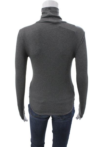 Sunday Best Women Gray Turtleneck Long Sleeve Basic T-Shirt Size XS