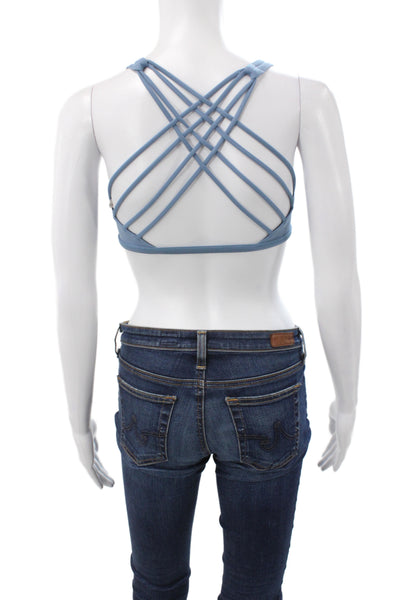 Lululemon Womens Strappy Back Sleeveless Sports Bra Blue Size 4