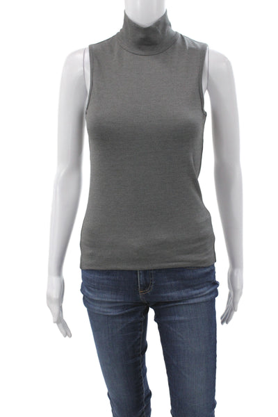 Rag & Bone Women Basic Gray Sleeveless Mock Neck Viscose Zip Tank Size XS