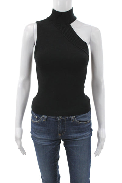 Alice + Olivia Women Black Basic Mock Neck Sleeveless Tank 50% Viscose Size XS