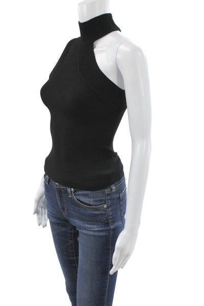 Alice + Olivia Women Black Basic Mock Neck Sleeveless Tank 50% Viscose Size XS