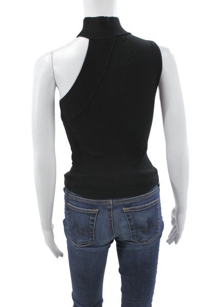 Alice + Olivia Women Black Basic Mock Neck Sleeveless Tank 50% Viscose Size XS