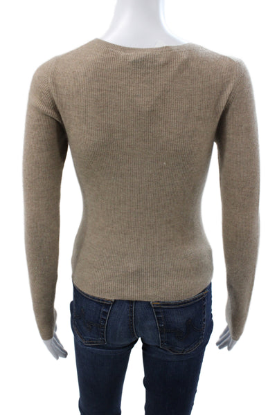 The Tile Club Womens Cashmere Henley Sweater Beige Long Sleeve Size 2XS