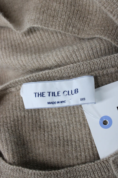 The Tile Club Womens Cashmere Henley Sweater Beige Long Sleeve Size 2XS