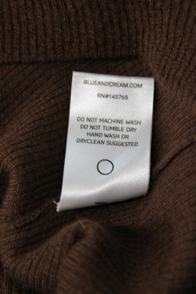 The Tile Club Womens Cashmere Brown Henley Sweater Round Neck Size 2XS