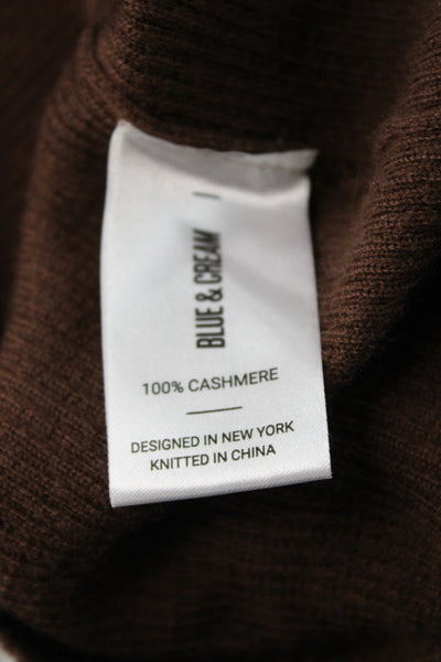 The Tile Club Womens Cashmere Brown Henley Sweater Round Neck Size 2XS
