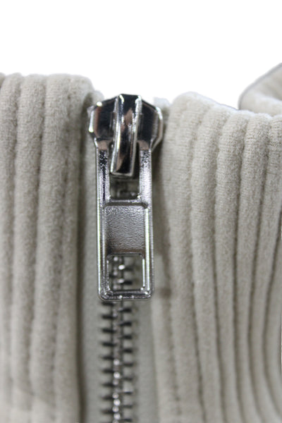 DH New York Womens Puffer Jacket Ivory Polyester Zip Long Sleeve Size XS