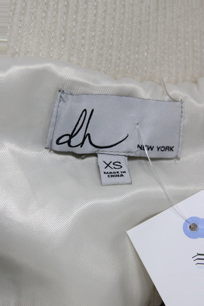 DH New York Womens Puffer Jacket Ivory Polyester Zip Long Sleeve Size XS