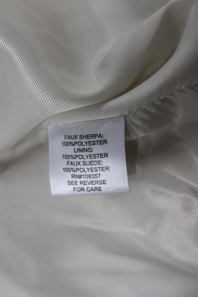 DH New York Womens Puffer Jacket Ivory Polyester Zip Long Sleeve Size XS