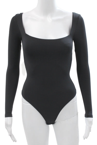 Babaton Womens One Piece Bodysuit Black Long Sleeve Scoop Neck Size 2XS