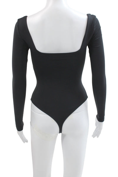 Babaton Womens One Piece Bodysuit Black Long Sleeve Scoop Neck Size 2XS