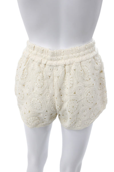 Cami NYC Womens Paperbag Shorts Ivory Geometric Cotton Drawstring Boho Size 2XS