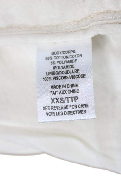 Cami NYC Womens Paperbag Shorts Ivory Geometric Cotton Drawstring Boho Size 2XS