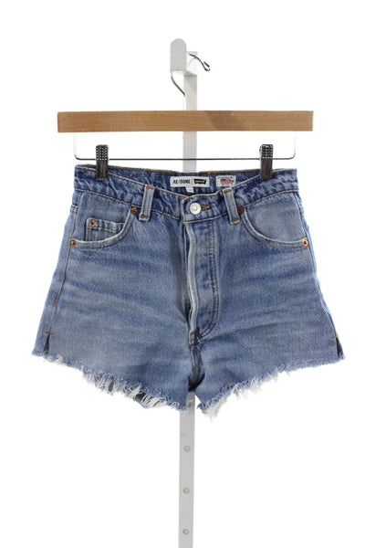 Re/Done Womens Cut-Off Shorts Blue 100% Cotton Solid Size 23