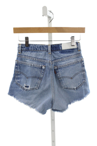Re/Done Womens Cut-Off Shorts Blue 100% Cotton Solid Size 23