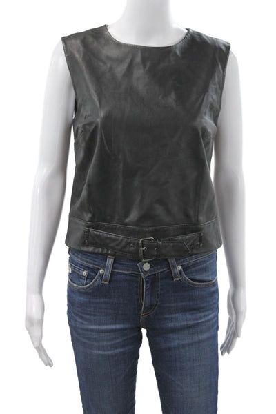 Artelier Nicole Miller Women Basic Leather Tank Black Size S