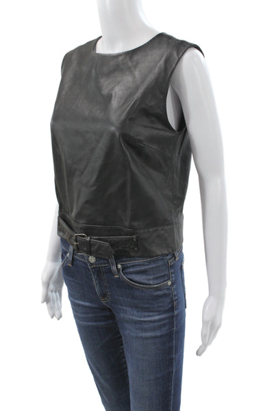 Artelier Nicole Miller Women Basic Leather Tank Black Size S