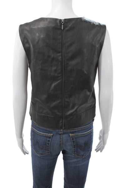Artelier Nicole Miller Women Basic Leather Tank Black Size S