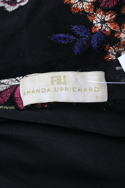Amanda Uprichard Women Black Off the Shoulder Floral Tunic 3/4 Sleeve Size S