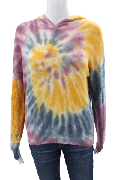 One Grey Day Women Hooded Tie Dye Pullover Sweater Multicolor Size XS