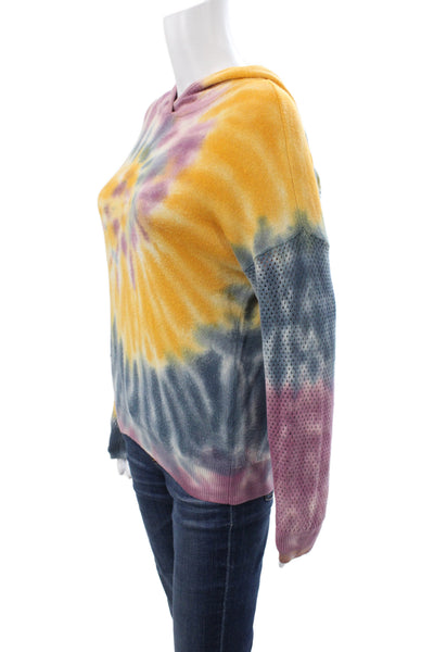 One Grey Day Women Hooded Tie Dye Pullover Sweater Multicolor Size XS