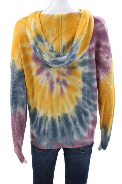 One Grey Day Women Hooded Tie Dye Pullover Sweater Multicolor Size XS