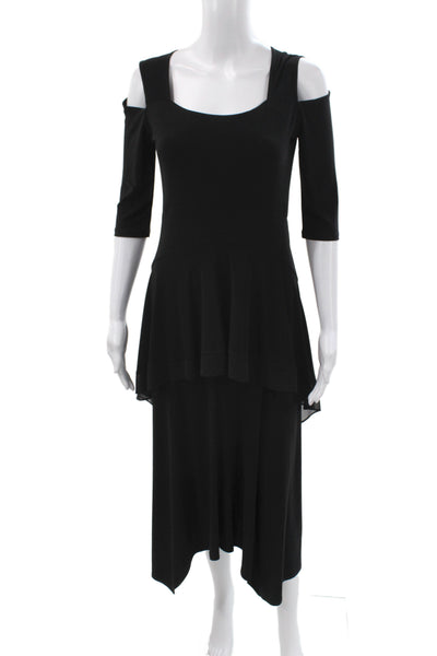 Joseph Ribkoff Women Dress Black Scoop Neck 3/4 Sleeve Knee Length Size 2