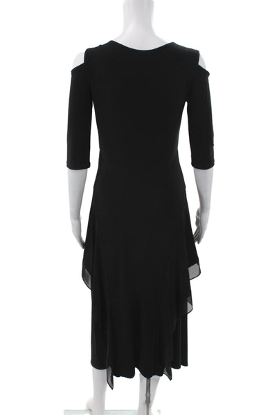 Joseph Ribkoff Women Dress Black Scoop Neck 3/4 Sleeve Knee Length Size 2