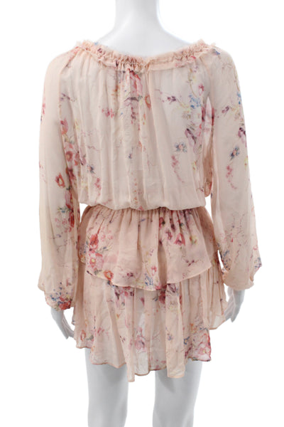 Love Shack Fancy Womens Blouson Floral Silk Long Sleeve Neck Dress Size XS