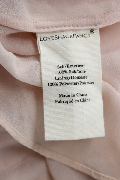 Love Shack Fancy Womens Blouson Floral Silk Long Sleeve Neck Dress Size XS